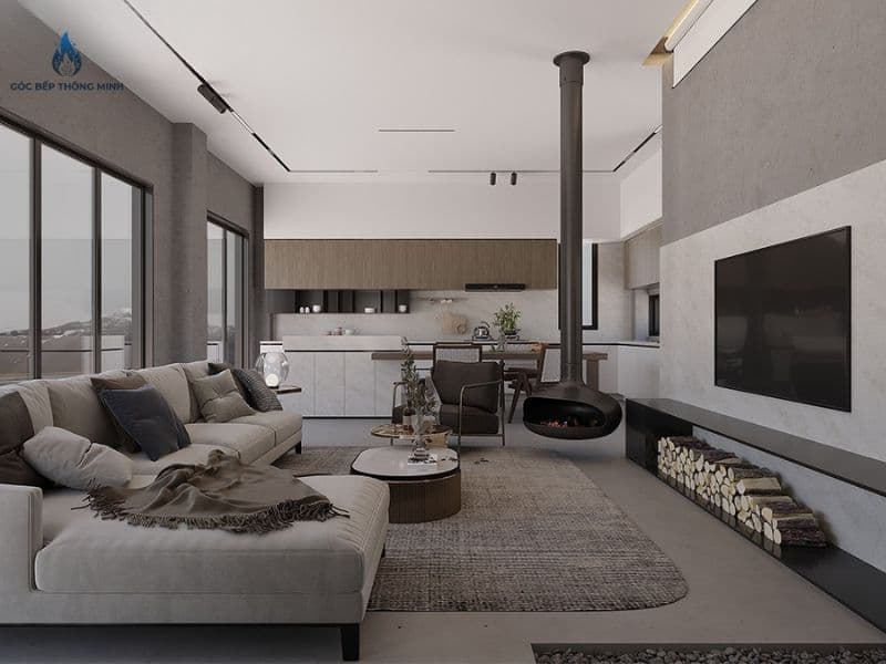 Bếp không gian mở liền phòng khách